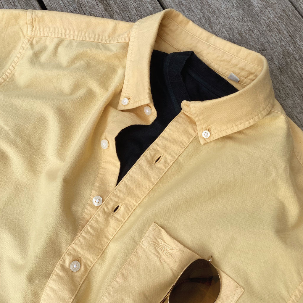 Butter Rum ++ mens yellow oxford shirt