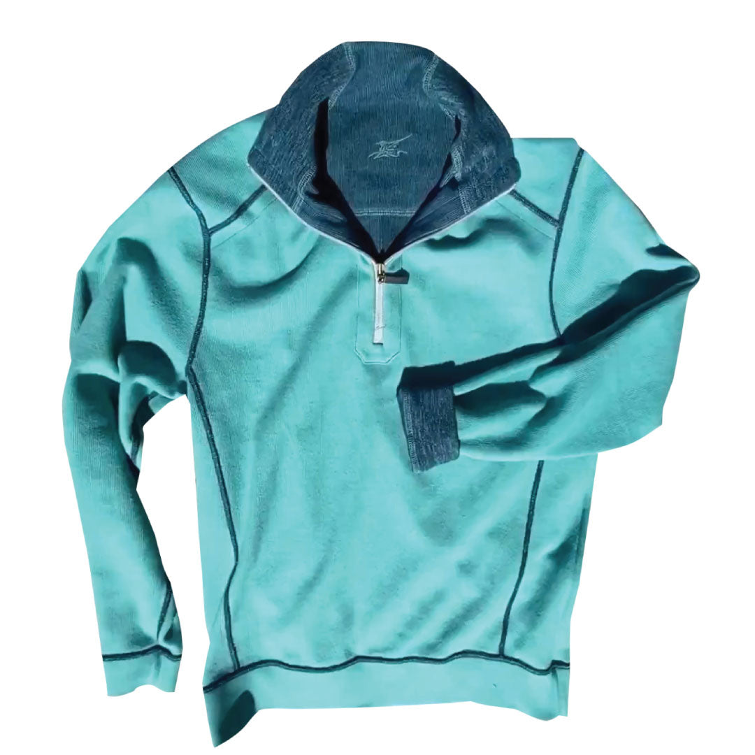 Beach Glass/ Deep Sea ++ teal reversible sweater mens